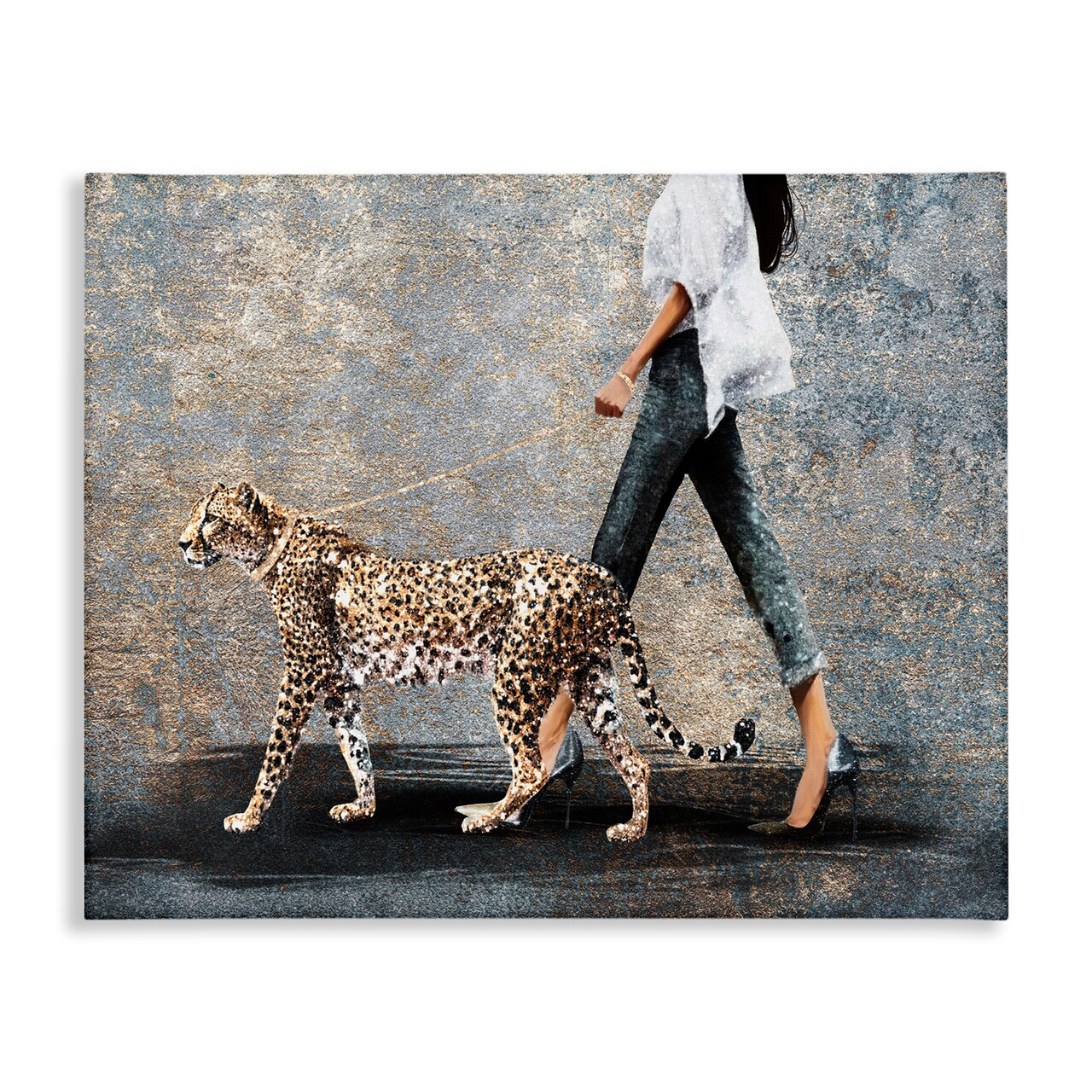 Stupell Industries Trendy Woman with Leopard Canvas Wall Art Design by Svetlana Aleynikova